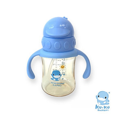 BÌNH UỐNG NƯỚC ỐNG HÚT CÓ TAY CẦM NHỰA PPSU KUKU KU5881A -140ML