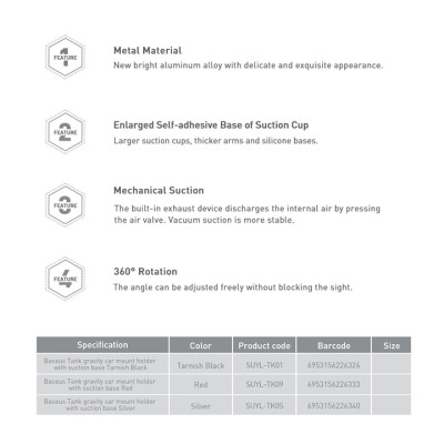 Giá đỡ điện thoại Baseus Tank Gravity Car Mount Holder with Suction Base SUYL - Hàng chính hãng