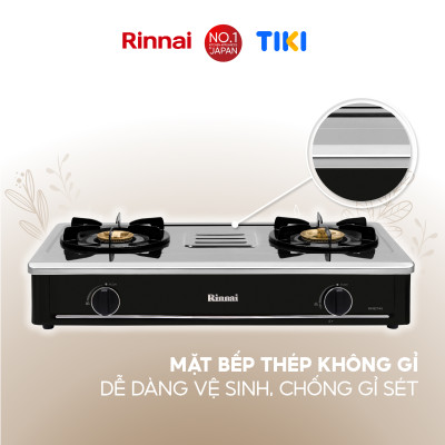 Bếp gas dương Rinnai RV-B274SB(S) mặt bếp inox và kiềng bếp men - Hàng chính hãng.