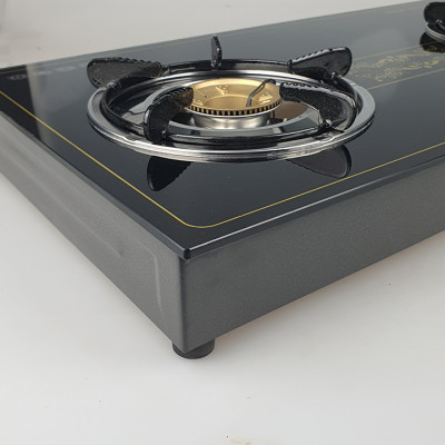 Bếp Ga Đôi Raiden RD-369 Mặt Kiếng Cường Lực Đầu Đốt Đồng Khung Inox Bền Bỉ (Hoa Văn Ngẫu Nhiên)-Hàng Chính Hãng