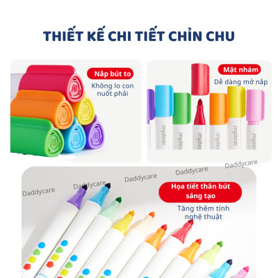 Bút màu 2 đầu , bút highlight đồ dùng học tập cho bé Dual- Tip Washable Marker Mideer