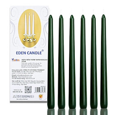 Hộp 6 nến thơm taper Eden Candle FTRAMART EDC2331 25 cm (Xanh rêu đậm)