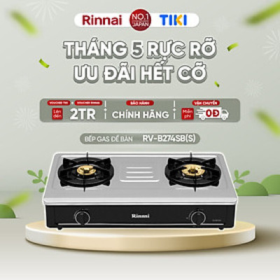 Bếp gas dương Rinnai RV-B274SB(S) mặt bếp inox và kiềng bếp men - Hàng chính hãng.
