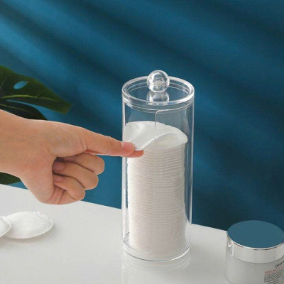 Hộp Đựng Bông Tẩy Trang Dạng Trụ Trong Suốt Cao Cấp - 19.5*6.8cm