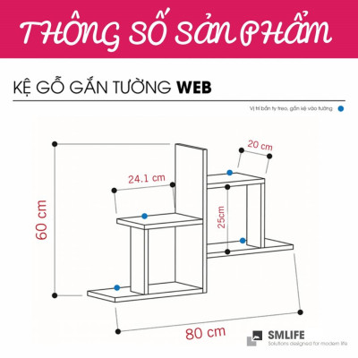 Kệ gỗ trang trí phòng khách gia đình SMLIFE Web