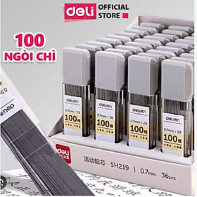 Ruột bút chì kim 0.5mm/ 0.7mm Deli, ngòi chì kim 100 chiếc, lõi chì bấm phù hợp cho học sinh, văn phòng