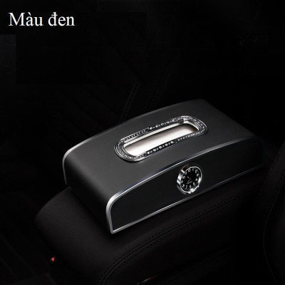 Hộp đựng khăn giấy kiêm bảng sdt và đồng hồ cao cấp đặt taplo ô tô, xe hơi TB-6137