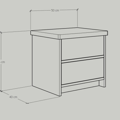 [Happy Home Furniture] NOMIA , Táp đầu giường 2 ngăn kéo , 50cm x 40cm x 46cm ( DxRxC), THK_069