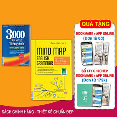 Combo sách: Mindmap English Grammar - Ngữ Pháp Tiếng Anh Bằng Sơ Đồ Tư Duy + 3000 Từ Vựng Tiếng Anh Thông Dụng Nhất 