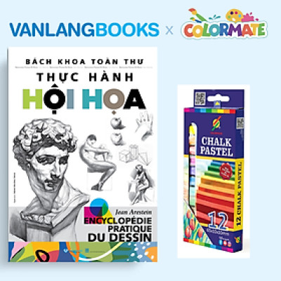 Sách Bách Khoa Toàn Thư - Thực Hành Hội Họa + Hộp Giấy 12 Cây Phấn Màu - Vanlangbooks x Colormate