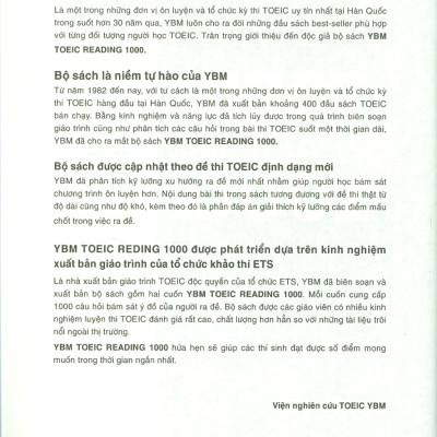 YBM Toeic Reading 1000 - Vol 1 (Tái bản 2022)