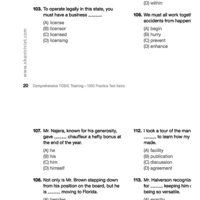 Comprehensive Toeic Training 1000 Practice Test Items (Vol 3) - Kèm CD
