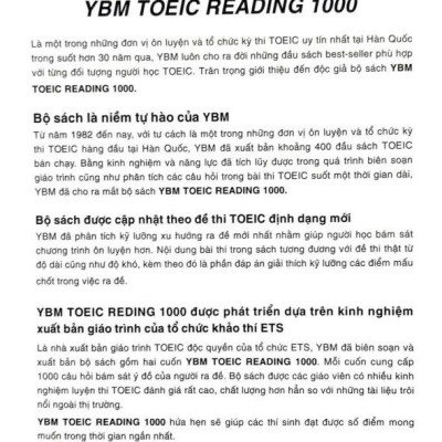 YBM Toeic Reading 1000 - Vol 1 (Tái Bản)