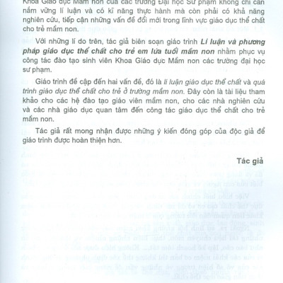 Giáo Trình Lí Luận Và Phương Pháp Giáo Dục Thể Chất Cho Trẻ Em Lứa Tuổi Mầm Non (Tái bản)