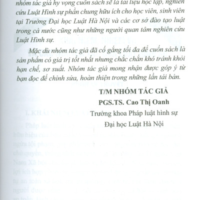 Hướng Dẫn Môn Học LUẬT HÌNH SỰ - Tập 1: Phần Chung