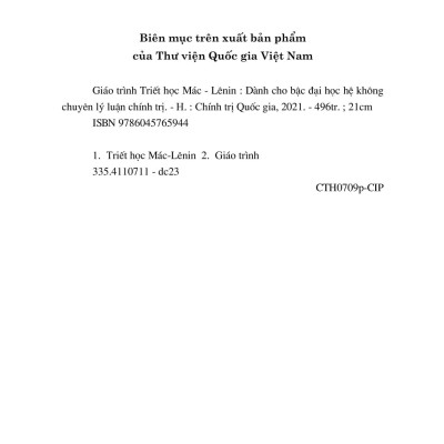 Giáo Trình Triết Học Mác - Lênin (Dành Cho Bậc Đại Học Hệ Không Chuyên Lý Luận Chính Trị)