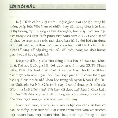 Giáo Trình Luật Hành Chính Việt Nam - GS. TS. Phạm Hồng Thái, TS. Nguyễn Minh Hà - Tái bản - (bìa mềm)