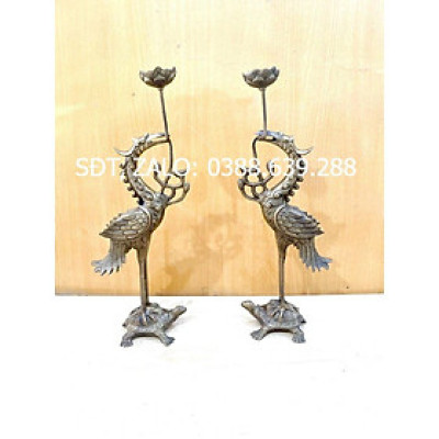 ĐÔI HẠC CAO 44 x 16 CM NẶNG 3 KG CHẤT LIỆU BẰNG ĐỒNG