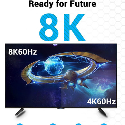 Cáp HDMI 2.1 Vention đầu mạ vàng, hỗ trợ 4k,8k60hz. Hàng chính hãng