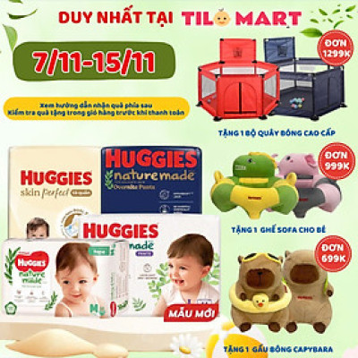 Tã/Bỉm dán Huggies Platinum NatureMade M64/L54/XL44 - Gói Jumbo - Hàng chính hãng