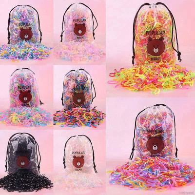 Túi 4000c Chun Buộc Tóc Nhiều Màu Tặng Kèm Đựng Trong Túi Rút Gấu Nâu