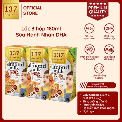 Lốc 3 hộp Sữa hạt Hạnh nhân DHA 137 DEGREES 180ml