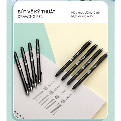 Bút Kim Kỹ Thuật 0.4 mm - Drawing Pen - Colorkit DW-C003 - Mực Đen