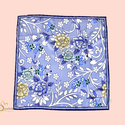 Khăn in Lụa Tơ Tằm SenSilk KLVI07 - 100% Silk Print 65x65cm - Phụ Kiện Lụa Cao Cấp - Quà Tặng Phụ Nữ