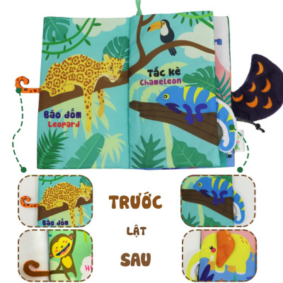 Sách Vải Tương Tác Cho Bé Đoán Đuôi Con Vật - Dạo Chơi Rừng Xanh
