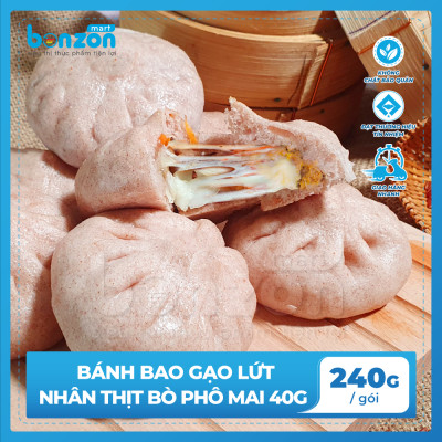 Bánh bao gạo lứt nhân thịt bò phô mai bamboo 40g - Bonzon (240g)