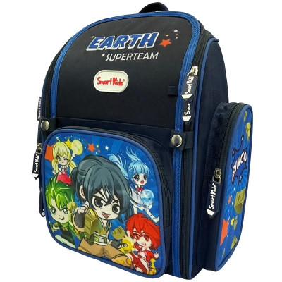Ba Lô Học Sinh Chống Gù Smart Kids - Earth Super Team - Xanh Đen - B-013