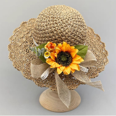 Nón mũ rộng vành gấp gọn đi biển hoa vàng mẫu mới dona24072904