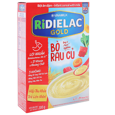 Bột ăn dặm Ridielac Gold bò rau củ hộp 200g (7 - 24 tháng)