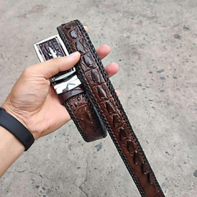Thắt Lưng Cá Sấu Đan Viền Thủ Công Đẹp Bền Bỉ - TS131B (Mặt trắng)