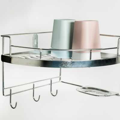 Kệ góc phòng tắm treo tường inox cao cấp sus304 không gỉ sét 1 tầng (có kệ xà phòng)(có nhiều kích thước)