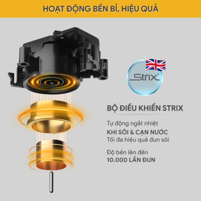 Ấm Đun Thủy Tinh BlueStone KTB-3428 - 1.7 Lít - 1850-2200W - Bộ Điều Khiển: Strix - Bảo Hành 2 Năm - Hàng Chính Hãng