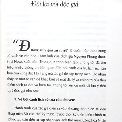 Đường Mây Qua Xứ Tuyết – Hành Trình Tâm Linh Và Văn Hóa Tây Tạng - Bìa mềm - Tác Giả Nguyên Phong - First News