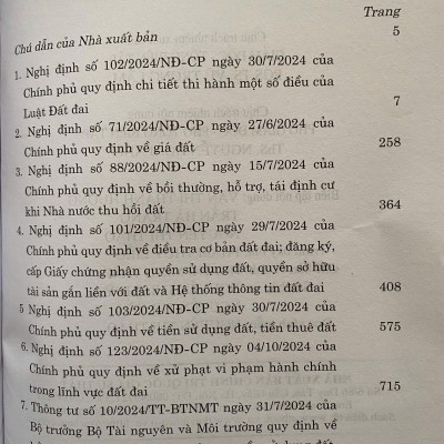 Các Văn Bản Hướng Dẫn Thi Hành Luật Đất Đai ( Sửa đổi, bổ sung năm 2024 )