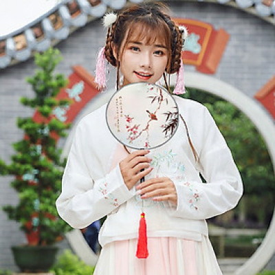 Quạt tròn cổ trang loại nhỏ, Quạt cổ trang Trung Hoa - Mẫu 5