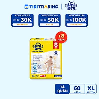 Tã quần UniDry Siêu khô thoáng gói Jumbo mới size XL