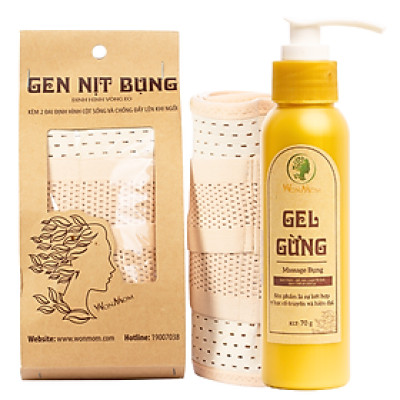 Bộ đánh tan mỡ bụng lâu năm Wonmom ( 1 Gel gừng giảm eo + 1 Gen nịt bụng )