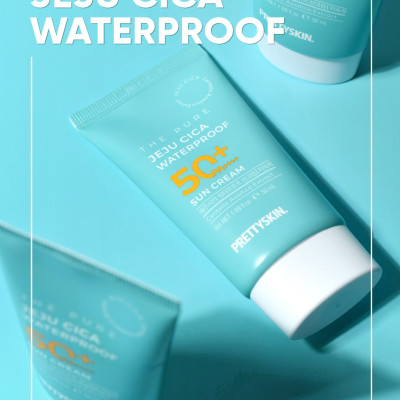 Kem chống nắng rau má nâng tông kháng nước, lấu trôi -  Pretty Skin The pure jeju cica Waterproof Sun Cream