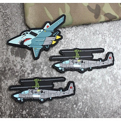 Patch_velcro cao su PVC hình máy bay và trực thăng dán ba lô_túi xách