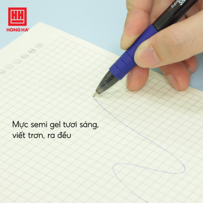 Hộp 12 Bút Semi Gel 0.7mm nét viết êm trơn, nét mực liên tục, Hồng Hà (2600)