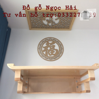 Bộ bàn thờ chung cư +ám khói +chữ phúc hay chữ thọ ..bằng gỗ sồi nga