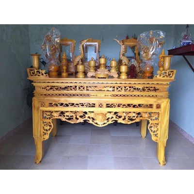 án gian bàn thờ gỗ mít ta chân 12cm hàng xịn Pu