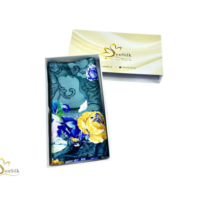 Khăn Choàng Cổ Lụa Tơ Tằm in SenSilk KLVI05 - 100% Luxury Silk Printed Scarves - Quà Tặng Thời Trang Nữ