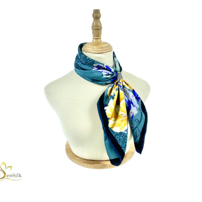Khăn Choàng Cổ Lụa Tơ Tằm in SenSilk KLVI05 - 100% Luxury Silk Printed Scarves - Quà Tặng Thời Trang Nữ