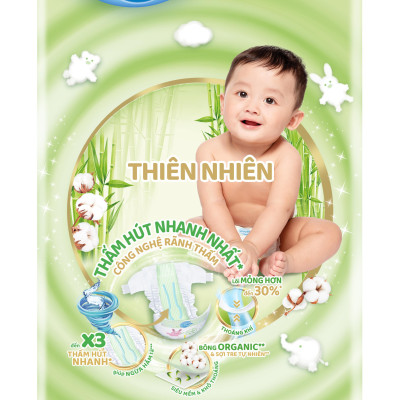 Tã/bỉm dán Molfix Thiên nhiên Jumbo M (6kg - 11kg) - Gói 46+6 miếng