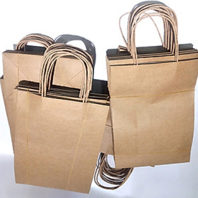 Túi giấy kraft nâu dày giá rẻ cho shop cửa hàng văn phòng phẩm (bán sỉ 10 túi/ 1 xấp).